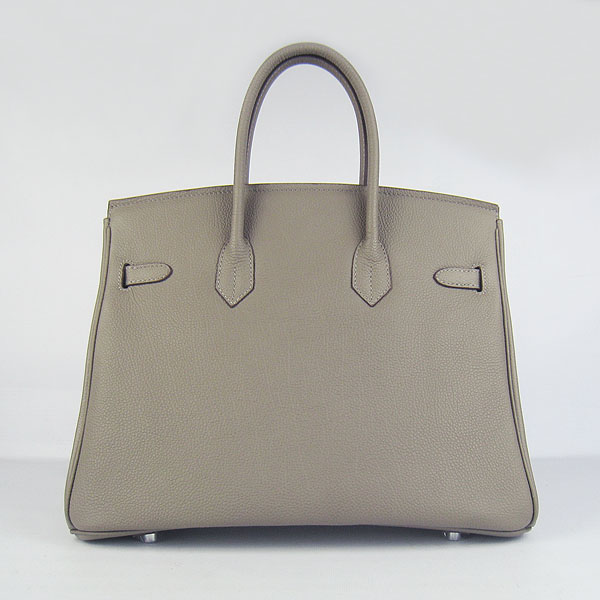 High Quality Fake Hermes Birkin 35CM Cattle Neck Veins Leather Bag khaki 6089